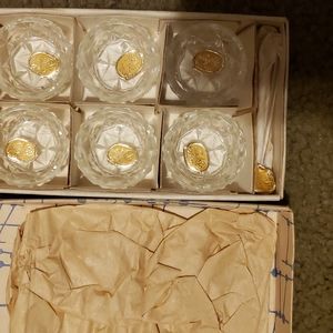 Very Rare Bohemian Salt Set with Glass Spoons